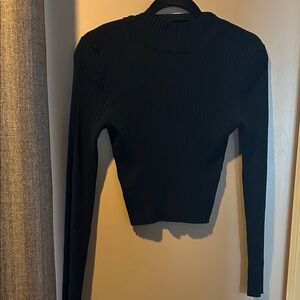 Streetwear Society Black Ribbed Long Sleeve Top